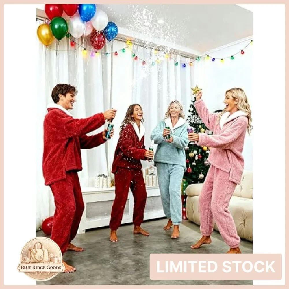 Cozy Fleece Pajama Set Sherpa Pullover Pants Loungewear Sleepwear Warm